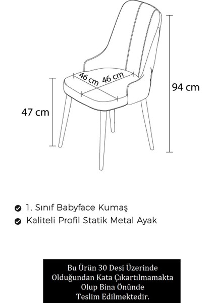 Concept Newa Serisi,1.sınıf Babyface Kumaş Siyah Metal Ayak Gold Halkalı, 6 Adet Sandalye