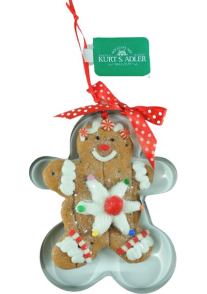 Kurabiye Kalıbı İçerisinde Renkli Gingerbread Man Yılbaşı Süsü – 10cm