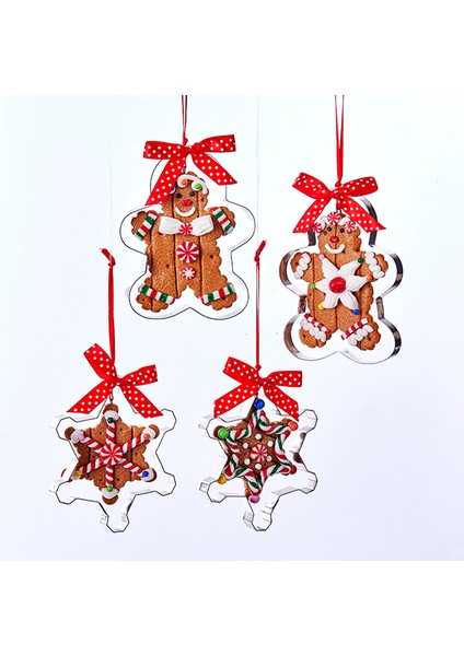 Kurabiye Kalıbı İçerisinde KırmızıBeyaz Kar Tanesi Yılbaşı Süsü – 9cm indirimleri