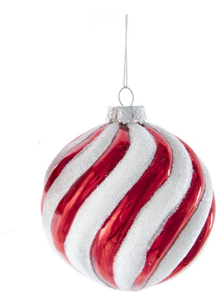 Nane Şekeri Top Cam Yılbaşı Süsü – 12cm