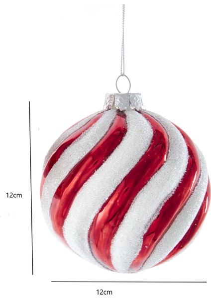 Nane Şekeri Top Cam Yılbaşı Süsü – 12cm fiyatları