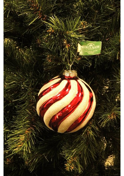 Nane Şekeri Top Cam Yılbaşı Süsü – 12cm modelleri