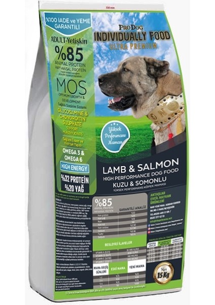 Kuzu Etli & Somonlu Yetişkin Ultra Premium Köpek Maması (15KG)