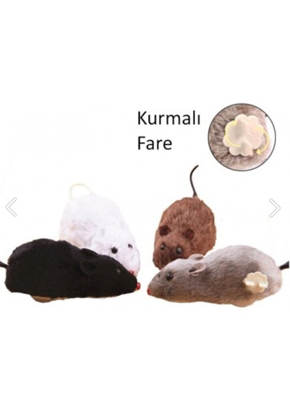 Kurmalı Kedi Eğitim Oyuncağı Tüylü Fare