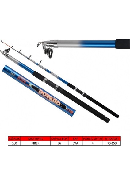 1740 Dorado Teleskopik Kamış 70-150GR Atar 350 cm