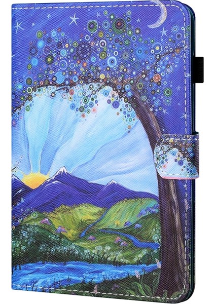 Ipad 10. Gen 10.9 2022 Renkli Çizim Dikiş Akıllı Deri Tablet Kılıfı (Mountain View) (Yurt Dışından)