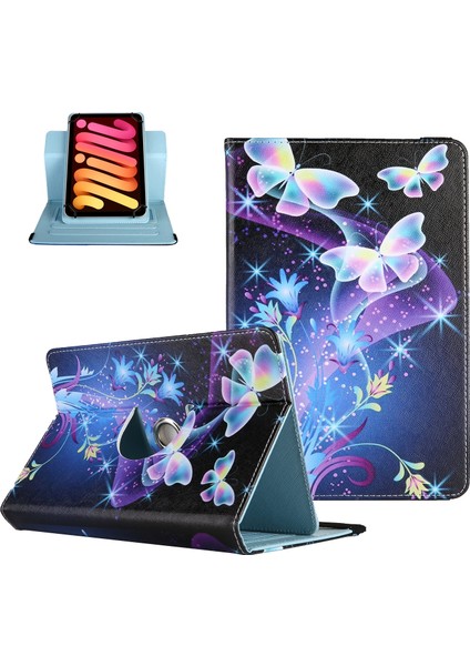 7 Inç Renkli Çizim Deri Tablet Kasası (Mavi Kelebek) Için (Yurt Dışından)