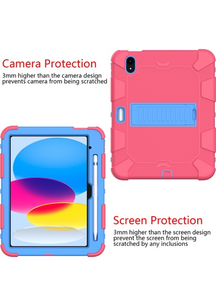 Ipad 10. Gen 10.9 2022 Iki Robot Şok Geçirmez Silikon Pc Koruyucu Tablet Kılıfı (Gül Kırmızı Mavi) (Yurt Dışından) fiyatları