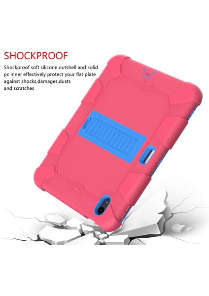 Ipad 10. Gen 10.9 2022 Iki Robot Şok Geçirmez Silikon Pc Koruyucu Tablet Kılıfı (Gül Kırmızı Mavi) (Yurt Dışından) fırsatları