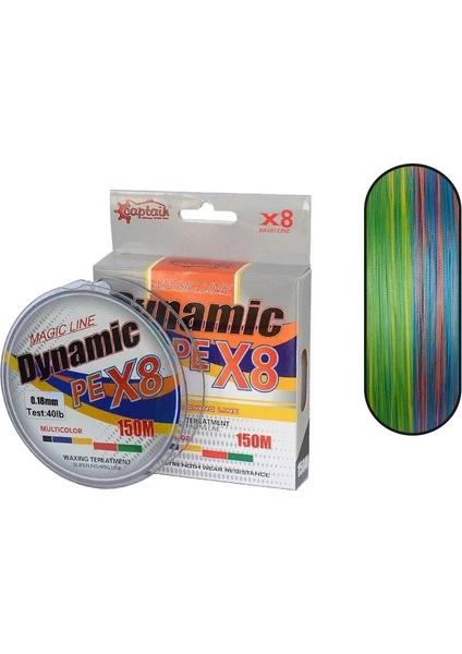 Dynamic Soft Pe 8 Örgü Spin Ip Misina 150MT Multi Color 0.18 mm