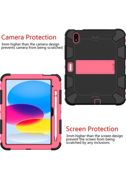 Ipad 10. Gen 10.9 2022 Iki Robot Şok Geçirmez Silikon Pc Koruyucu Tablet Kılıfı (Siyah Gül Kırmızı) (Yurt Dışından) fiyatları