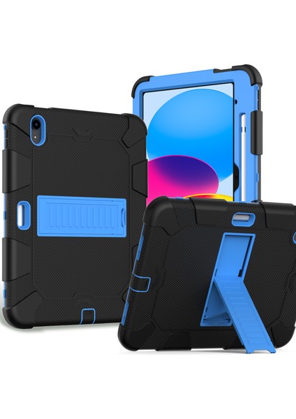 Ipad 10. Gen 10.9 2022 Iki Robot Şok Geçirmez Silikon Pc Koruyucu Tablet Kılıfı (Siyah Mavi) (Yurt Dışından)