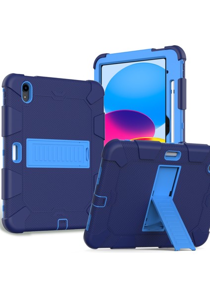 Ipad 10. Gen 10.9 2022 Iki Robot Şok Geçirmez Silikon Pc Koruyucu Tablet Kılıfı (Lacivert Mavi) (Yurt Dışından)