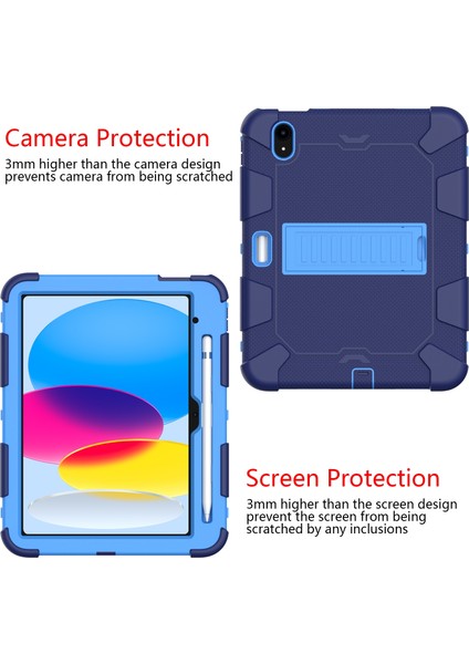 Ipad 10. Gen 10.9 2022 Iki Robot Şok Geçirmez Silikon Pc Koruyucu Tablet Kılıfı (Lacivert Mavi) (Yurt Dışından) fiyatları