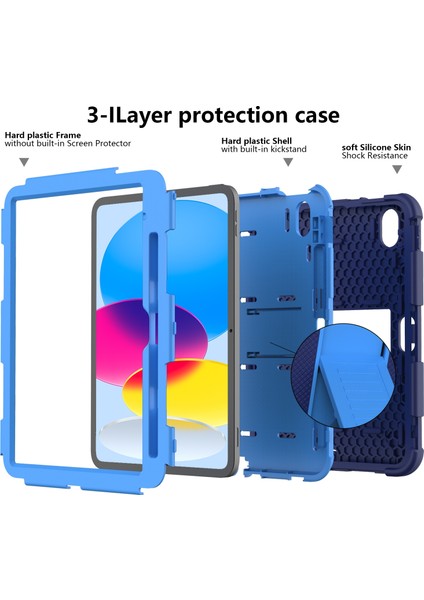Ipad 10. Gen 10.9 2022 Iki Robot Şok Geçirmez Silikon Pc Koruyucu Tablet Kılıfı (Lacivert Mavi) (Yurt Dışından) modelleri