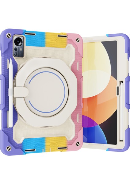 Xiaomi Pad 5 Pro 12.4 Zırh Kontrast Renk Silikon Pc Tablet Kılıfı (Renkli Pembe) (Yurt Dışından)