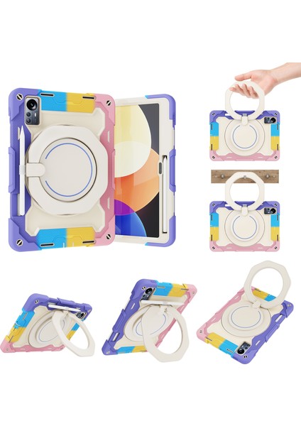 Xiaomi Pad 5 Pro 12.4 Zırh Kontrast Renk Silikon Pc Tablet Kılıfı (Renkli Pembe) (Yurt Dışından) fırsatları