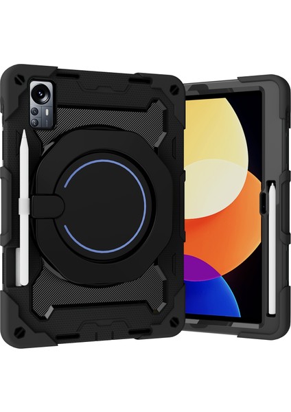 Xiaomi Pad 5 Pro 12.4 Zırh Kontrast Renk Silikon Pc Tablet Kılıfı (Siyah) (Yurt Dışından)