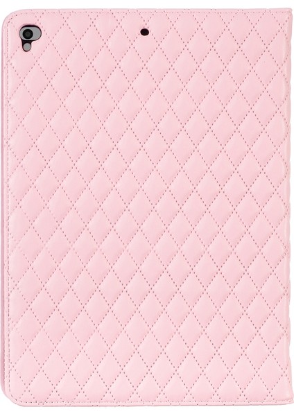 Ipad 8/7/6/5 Için 9,7 Inç Zarif Eşkenar Eşekli Doku Yatay Flip Deri Tablet Kasası (Pembe) (Yurt Dışından)