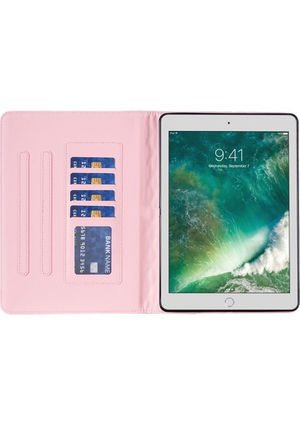 Ipad 8/7/6/5 Için 9,7 Inç Zarif Eşkenar Eşekli Doku Yatay Flip Deri Tablet Kasası (Pembe) (Yurt Dışından)