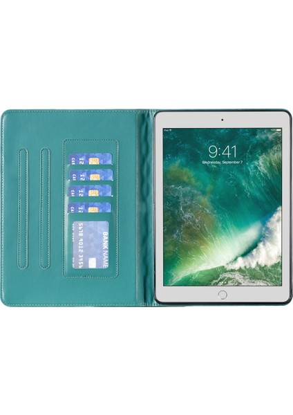 Ipad 8/7/6/5 Için 9,7 Inç Zarif Eşkenar Eşekli Doku Yatay Flip Deri Tablet Kasası (Yeşil) (Yurt Dışından)