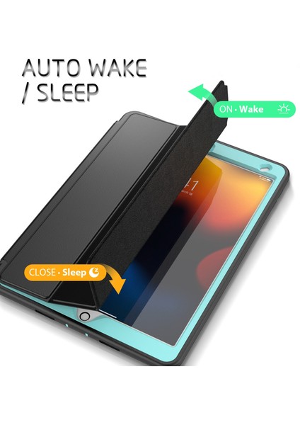 Ipad 10.2 2021 / 2020/2019 / Air 10.5 2019 3 Kat Amor Shockproof Akıllı Tablet Kılıfı (Siyah Açık Mavi) (Yurt Dışından)