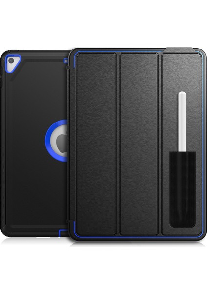 Ipad 10.2 2021 / 2020/2019 / Air 10.5 2019 3 Kat Amor Shockproof Akıllı Tablet Kılıfı (Siyah Mavi) (Yurt Dışından)