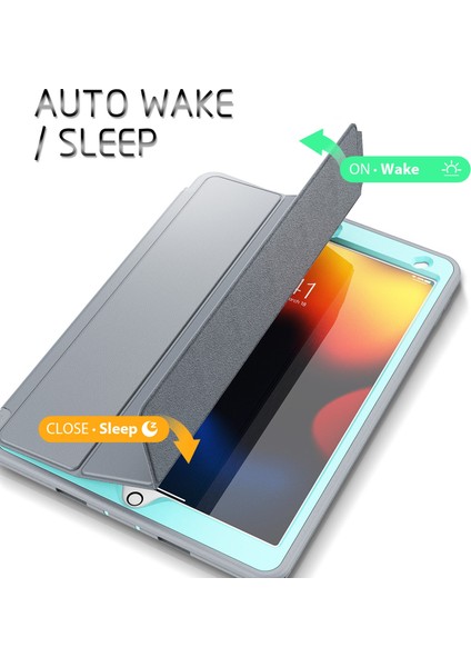 Ipad 10.2 2021 / 2020/2019 / Air 10.5 2019 3 Kat Amor Shockproof Akıllı Tablet Kılıfı (Gri Açık Mavi) (Yurt Dışından) fiyatları