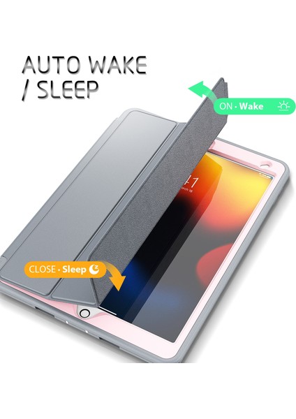 Ipad 10.2 2021 / 2020/2019 / Air 10.5 2019 3 Kat Amor Shockproof Akıllı Tablet Kılıfı (Gri Pembe) (Yurt Dışından) fiyatları