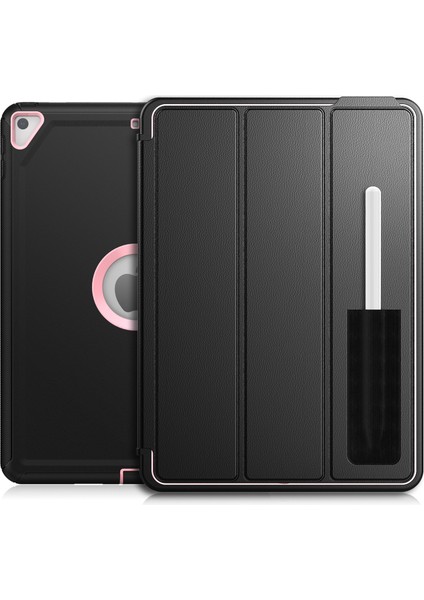 Ipad 10.2 2021 / 2020/2019 / Air 10.5 2019 3 Kat Amor Shockproof Akıllı Tablet Kılıfı (Siyah Pembe) (Yurt Dışından)