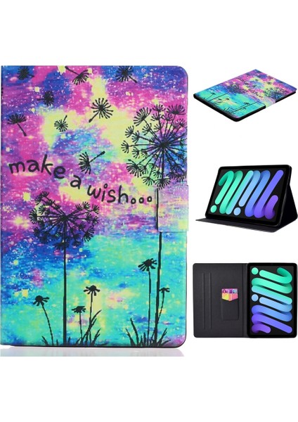 Ipad Için 10. Nesil 10.9 2022 Voltaj Doku Renkli Boyama Deri Tablet Kılıfı (Karahindiba) (Yurt Dışından) modelleri
