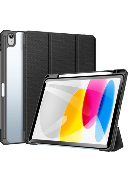 Ipad Için 10. Nesil 10.9 2022 Dux Ducis Toby Serisi Antiskid Deri Akıllı Tablet Kılıfı (Siyah) (Yurt Dışından)