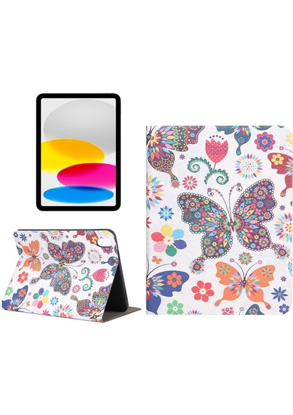 Ipad Için 10. Nesil 10.9 2022 Boyalı Voltaj Kalem Yuvası Tablet Akıllı Kılıf (Renkli Kelebek) (Yurt Dışından) modelleri