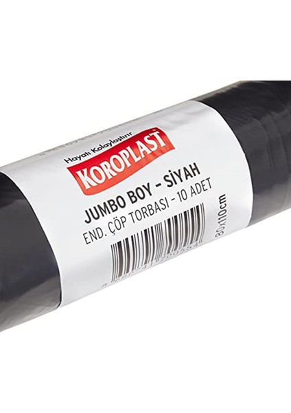 Jumbo Boy Eko Endüstriyel Siyah Çöp Torbası 80 x 110 cm (1 x 10 Adet)