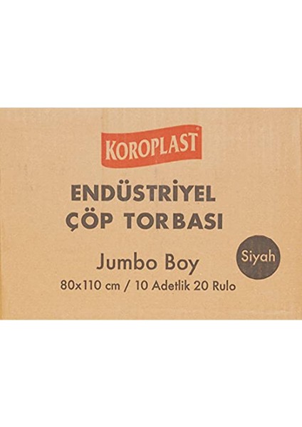 Jumbo Boy Eko Endüstriyel Siyah Çöp Torbası 80 x 110 cm (1 x 10 Adet)