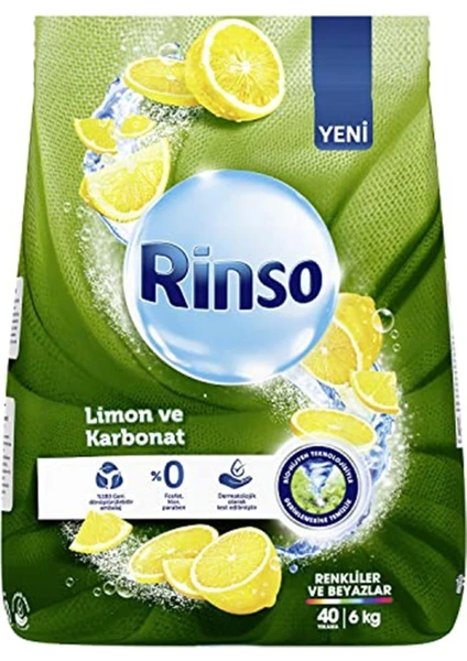 Limon ve Karbonat Özlü Renkliler & Beyazlar İçin Toz Çamaşır Deterjan 6 kg