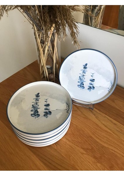 Pasta Tabağı Stackable 21 cm Mat Çiçek Desen 6 LI19861