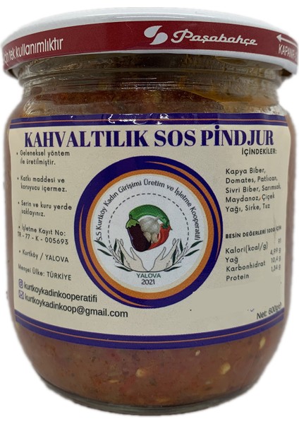 Kurtköy Kadın Kooperatifi Pindjur Kahvaltılık Sos 600 gr