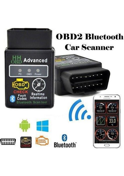 Hhobd Obd2 V2.1 Android Apple Iphone Ios Uyumlu Bluetooth Özellikli Araç Arıza Tespit Cihazı