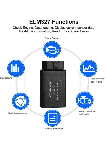 Konnwei KW910 Obd2 V1.5 Bluetooth Özellikli Araç Arıza Tespit Cihazı