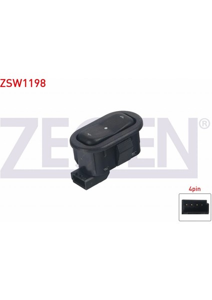 Opel Astra G - Zafıra A 98-05/ Merıva A 03-10 Cam Açma Anahtarı Tekli 4 Pin Yatay Soketli 93350571