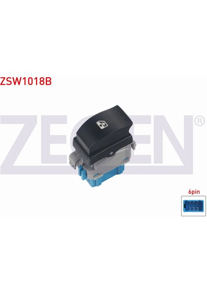 Renault Kangoo 08-/ Master Iıı 10-Cam Açma Anahtarı Tekli 6 Pin Mavi Soketli Turuncu Işık 8200476809