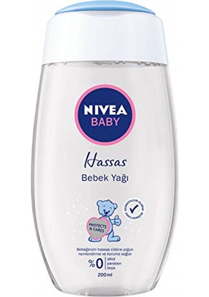 Baby Hassas Bebek Yağı (200 Ml), Hassas Ciltler, Bebek Cilt Bakım, Yoğun Nemlendirme, 0% Alko