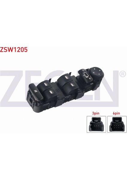 Peugeot 307 - 807 - C5 - C8 2000- Ayna Ayar ve Cam Açma Anahtarı Grup 9 Pin 6554.HP