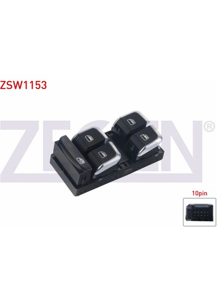 Audı A4 - A5 - Q3 - Q5 2007- Cam Açma Anahtarı Grup Krom 10 Pin 8K0959851F