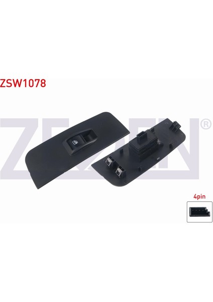 Fıat Lınea 2007-/ Palıo 1996-2005 Cam Açma Anahtarı Tekli Çerçeveli 4 Pin Yeşil Işık