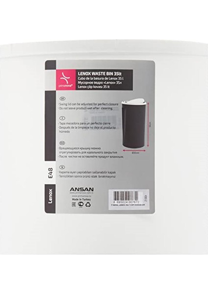 M-E76-07 Lenox Çöp Kovası, 35 Litre, Gri modelleri