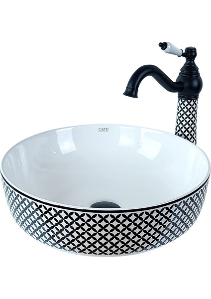 Geometrık Siyah Beyaz Çanak Lavabo Bw-176