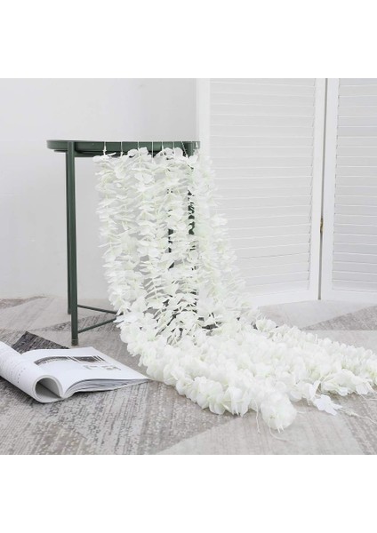 Yapay Ipek Wisteria Vine Asılı Çiçekler Garland Ev Açık Düğün Kemer Bahçe Duvar Dekoru, 10'lu Paket (Beyaz) (Yurt Dışından)