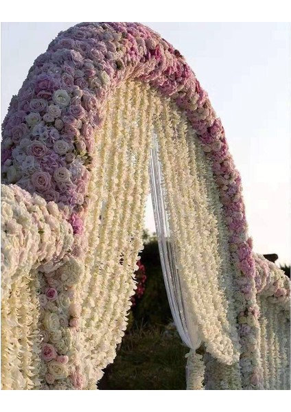 Yapay Ipek Wisteria Vine Asılı Çiçekler Garland Ev Açık Düğün Kemer Bahçe Duvar Dekoru, 10'lu Paket (Beyaz) (Yurt Dışından)